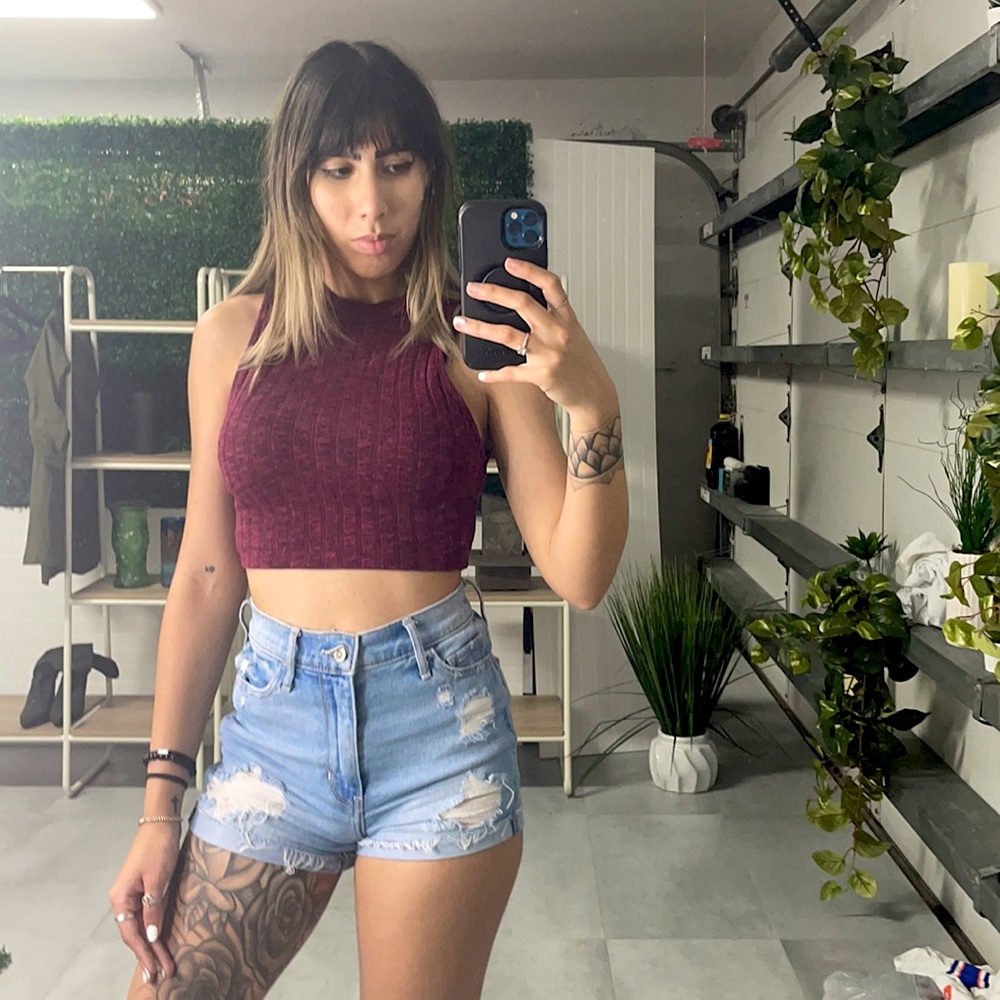 Maroon/burgundy crop top
